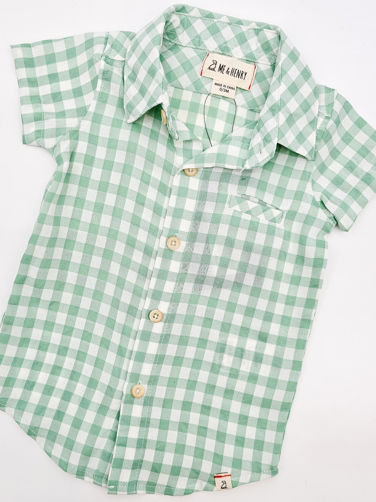 Checkered Mint Button Up