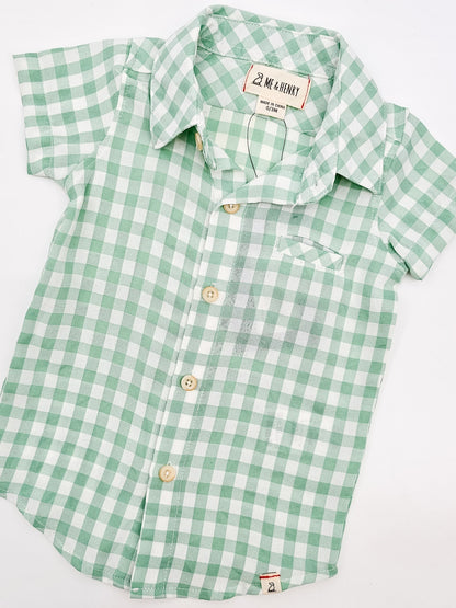 Checkered Mint Button Up