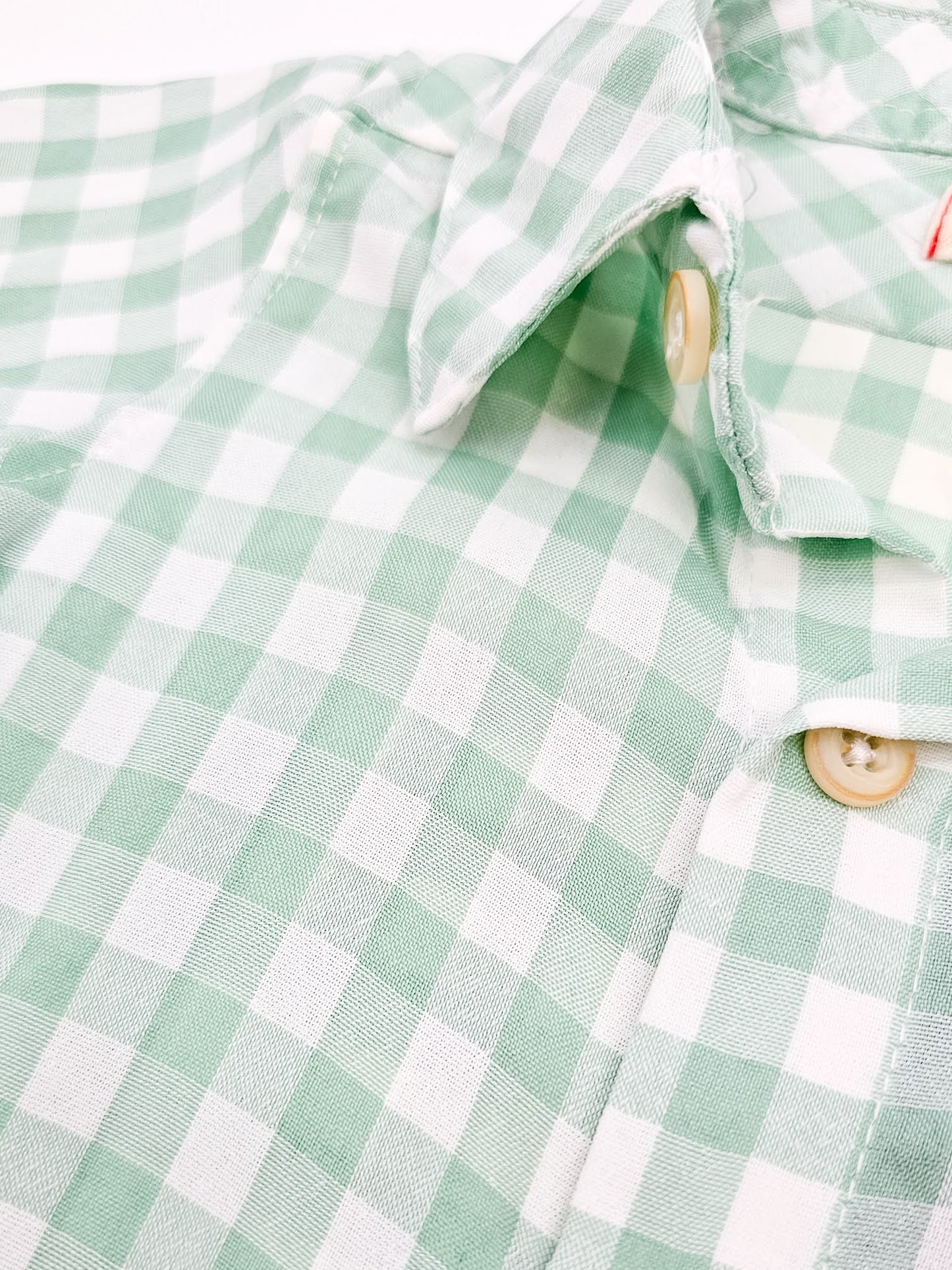 Checkered Mint Button Up