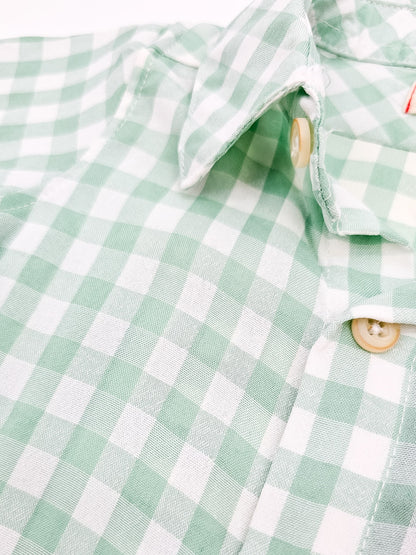 Checkered Mint Button Up