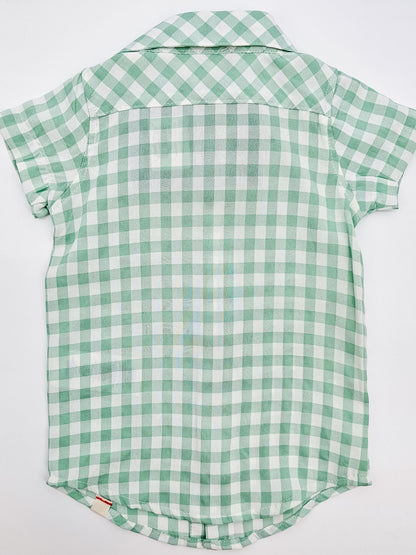 Checkered Mint Button Up