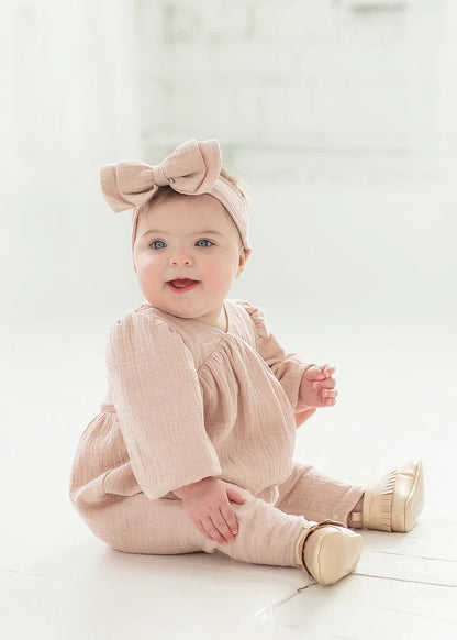 Dusty Rose Cotton Gauze Romper