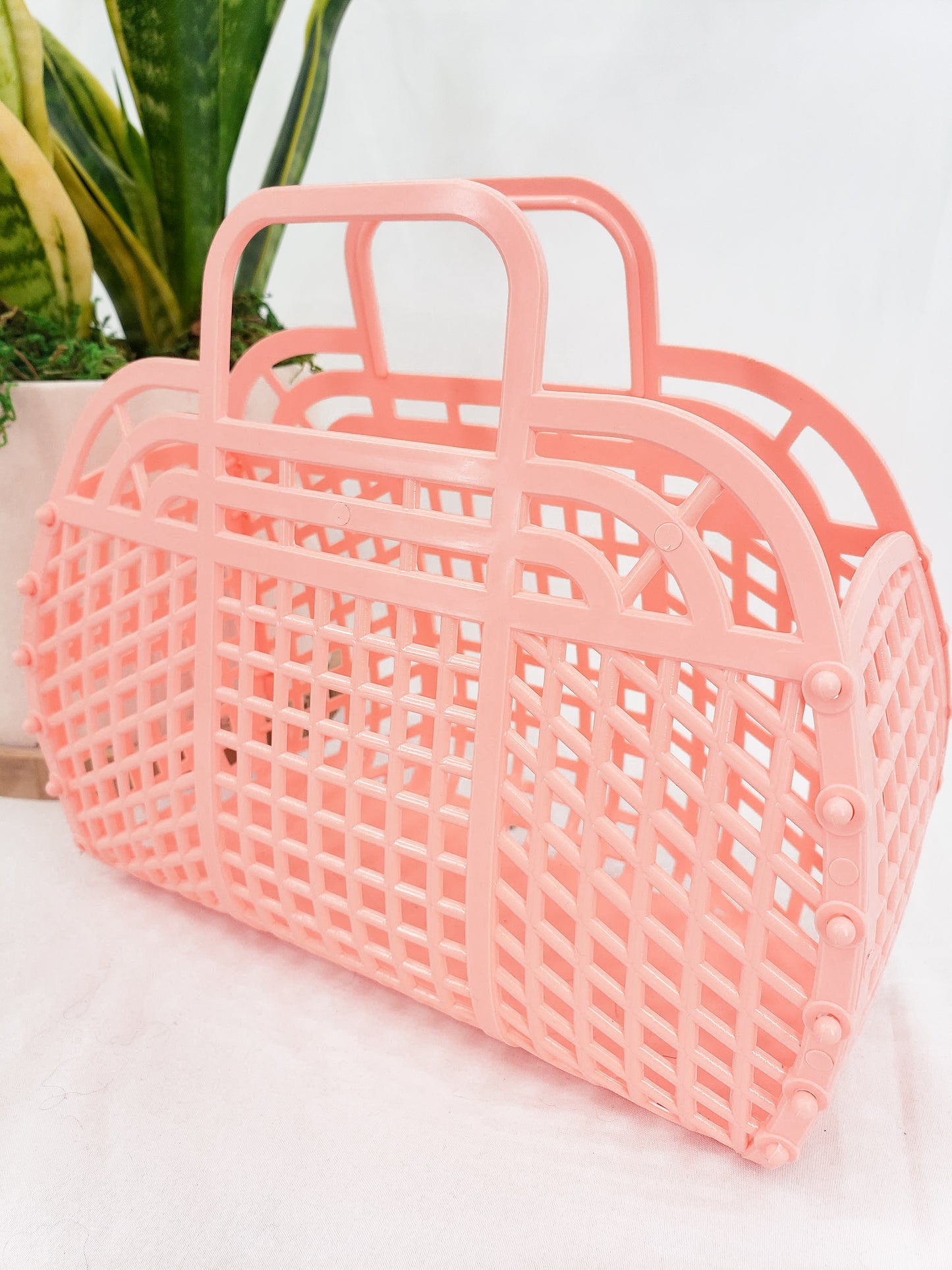 Retro Jelly Basket Tote - Peach