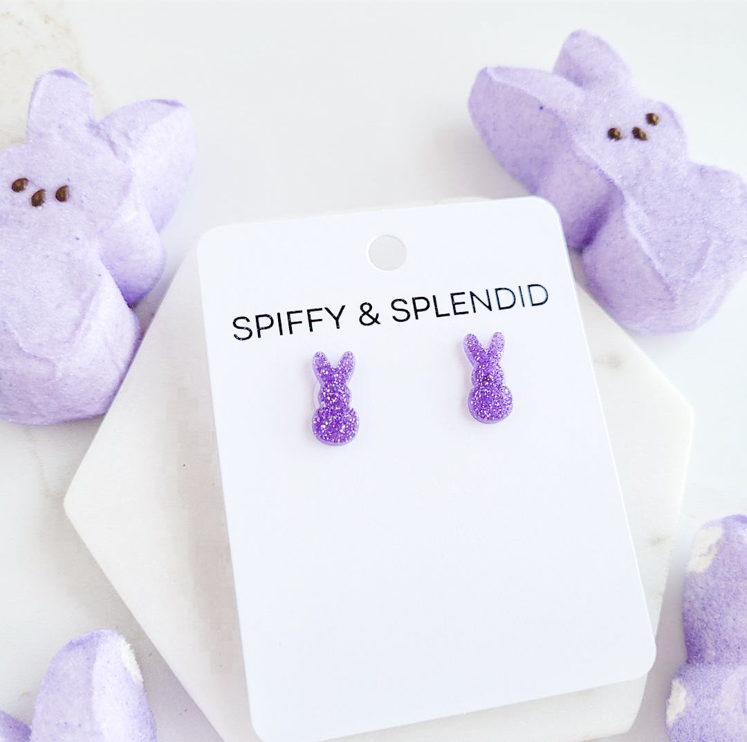 Lilac Sparkle Bunny Stud Earring